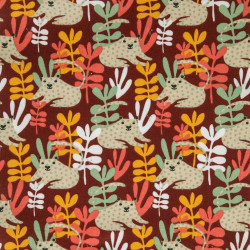 Printed Cotton TANZA Dark Red / Curry